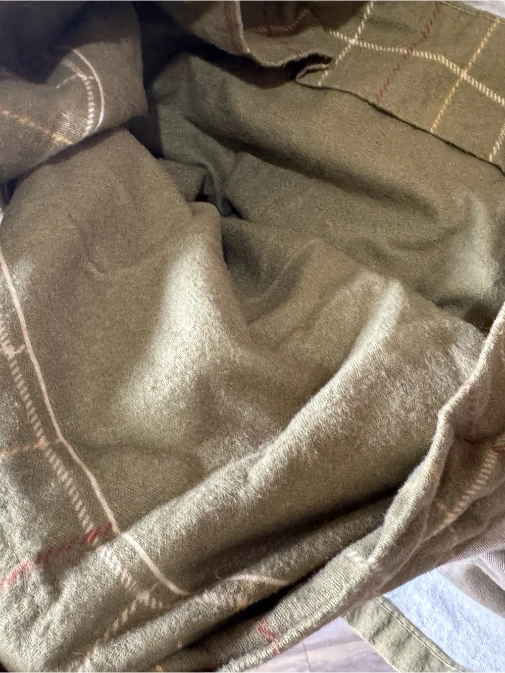 Woolrich Olive Green Pillow Sham with Plaid Trim